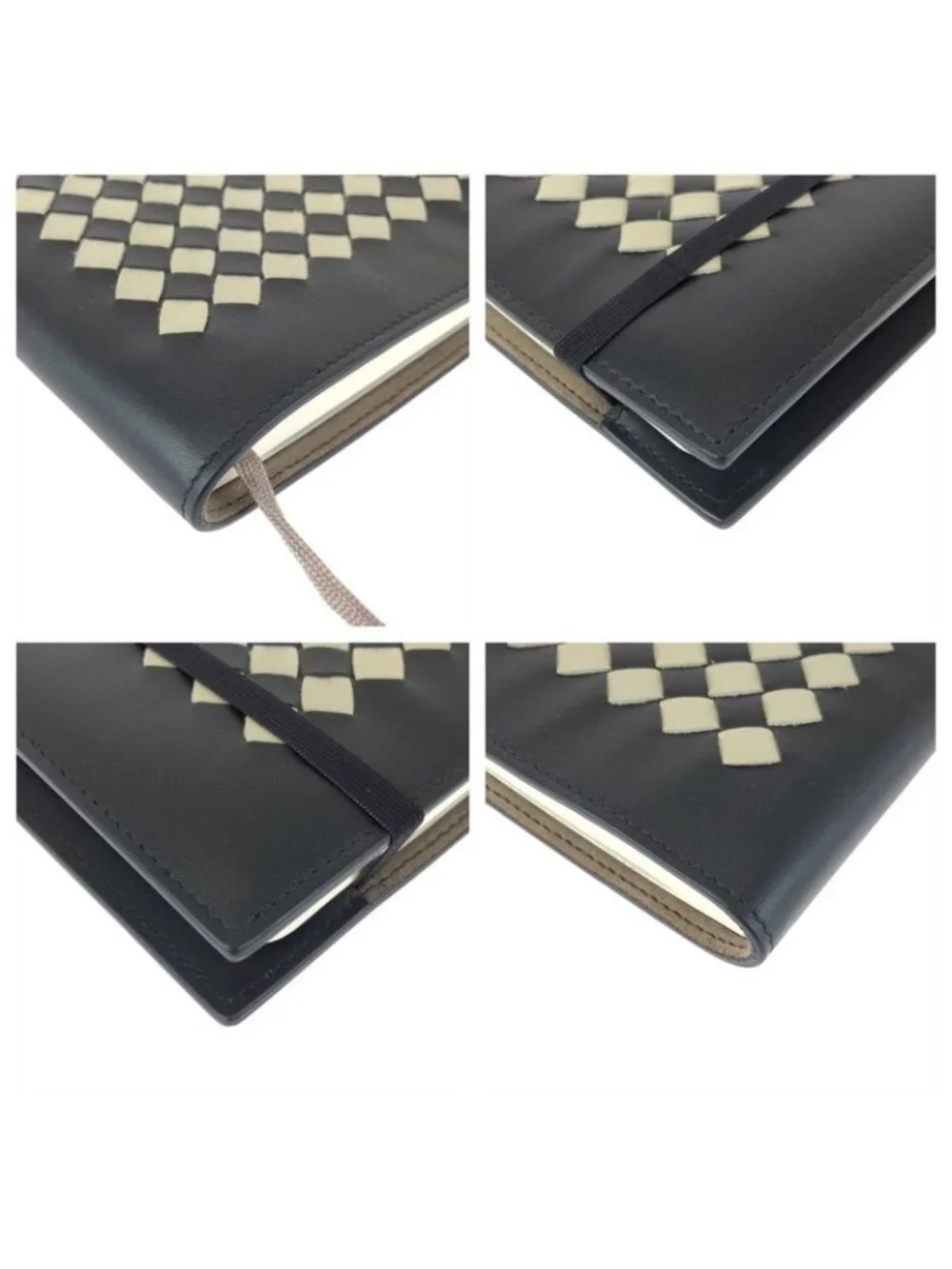 Bottega Veneta Intrecha Top Black White Leather No Top Book Cover Notebook